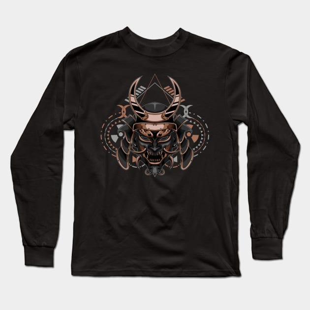 samurai skull demon Long Sleeve T-Shirt by SHINIGAMII
